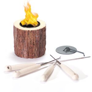 Tabletop Fire Pit Log Design - NEW IN BOX - With Marshmallow Roasting Sticks